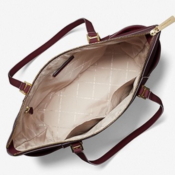 MICHAEL KORS LARGE CHARLOTTE SHOULDER BAG Dark Cherry NWT - Picture 3 of 16